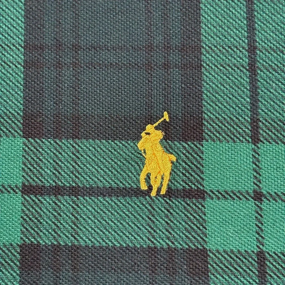 Polo Ralph Lauren Polo Shirt Mens XXL Green Black Plaid Tartan Slim Fit Pony NWT